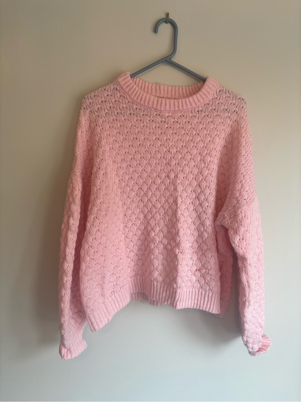 a new day Pink Textured Crewneck Sweater